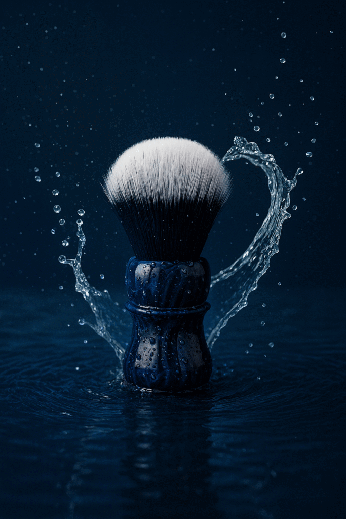 shaving brush in water drops marbled brush in water drops
