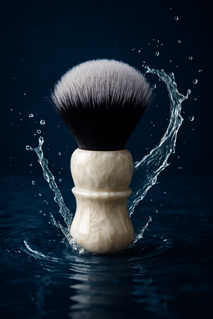 shaving brush emerging from water splash shaving brush emerging from water splash